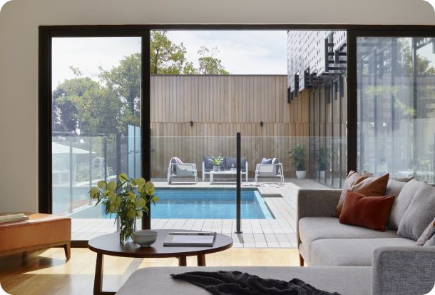 Indoor-outdoor living with courtyard pool